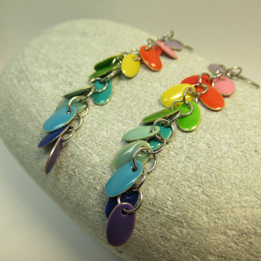 Long enamel dangle earrings - Picture 6 of 9